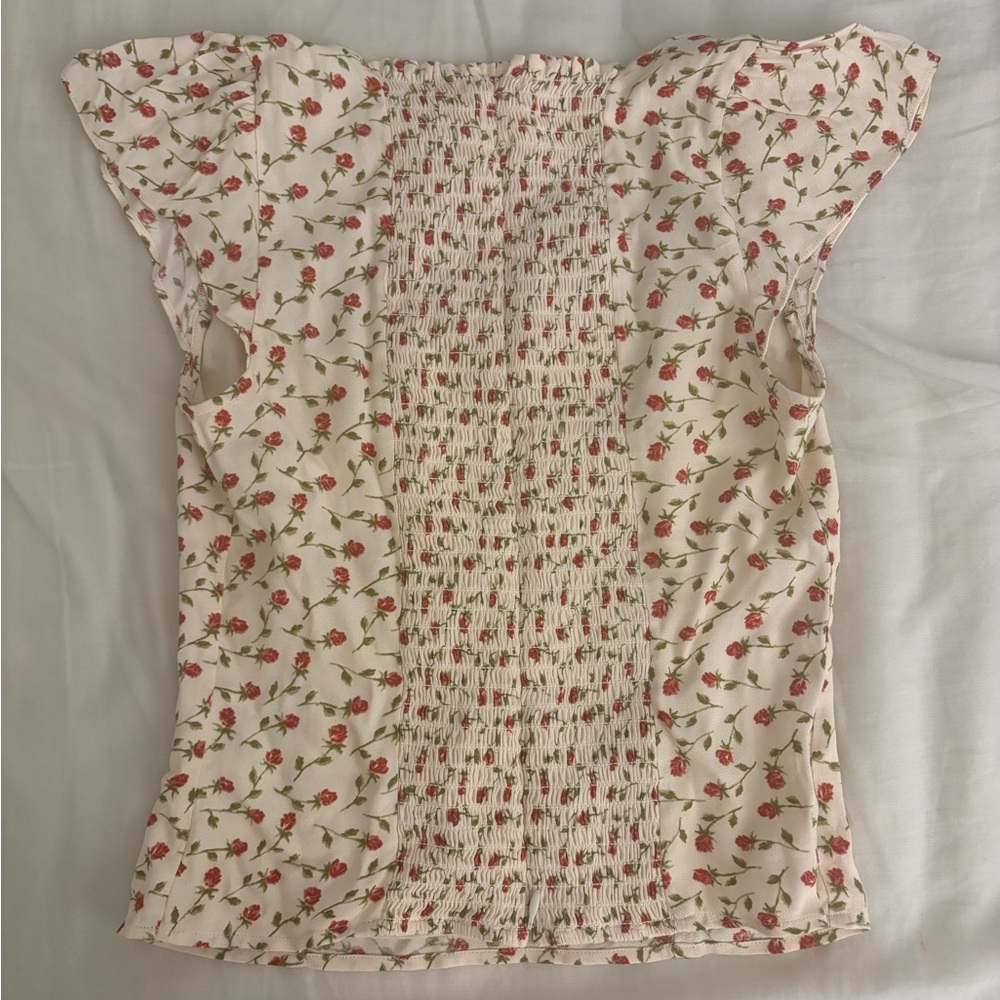 Reformation Cream Pinto Rose Floral Blouse - Picture 2 of 2